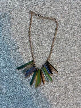 Multicolor Green Blue Pendant Fringe Necklace - Women Jewelry